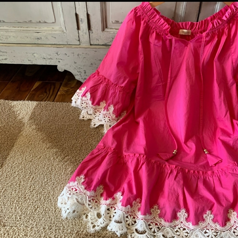 Boho ( last chance) pink lace -shoulder dress - Picture 3 of 3